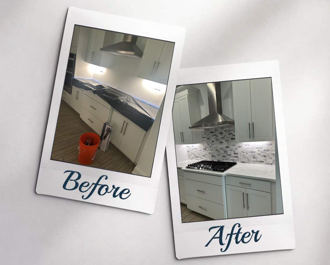Backsplash project before and after