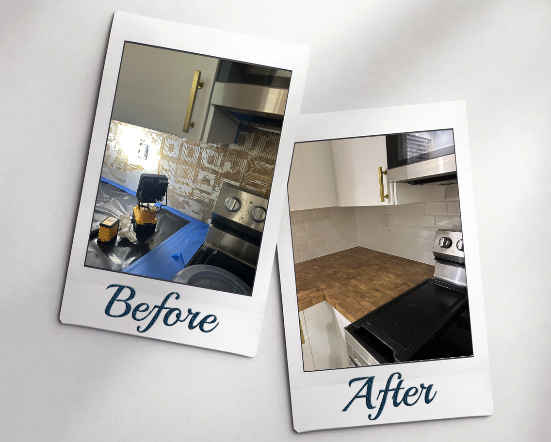 Backsplash project before and after