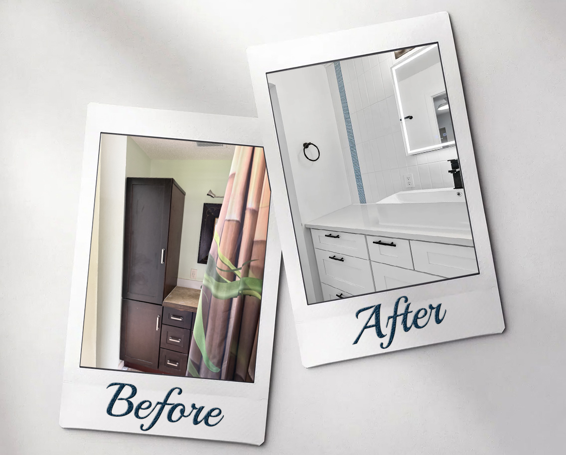 Bathroom vanity before and after