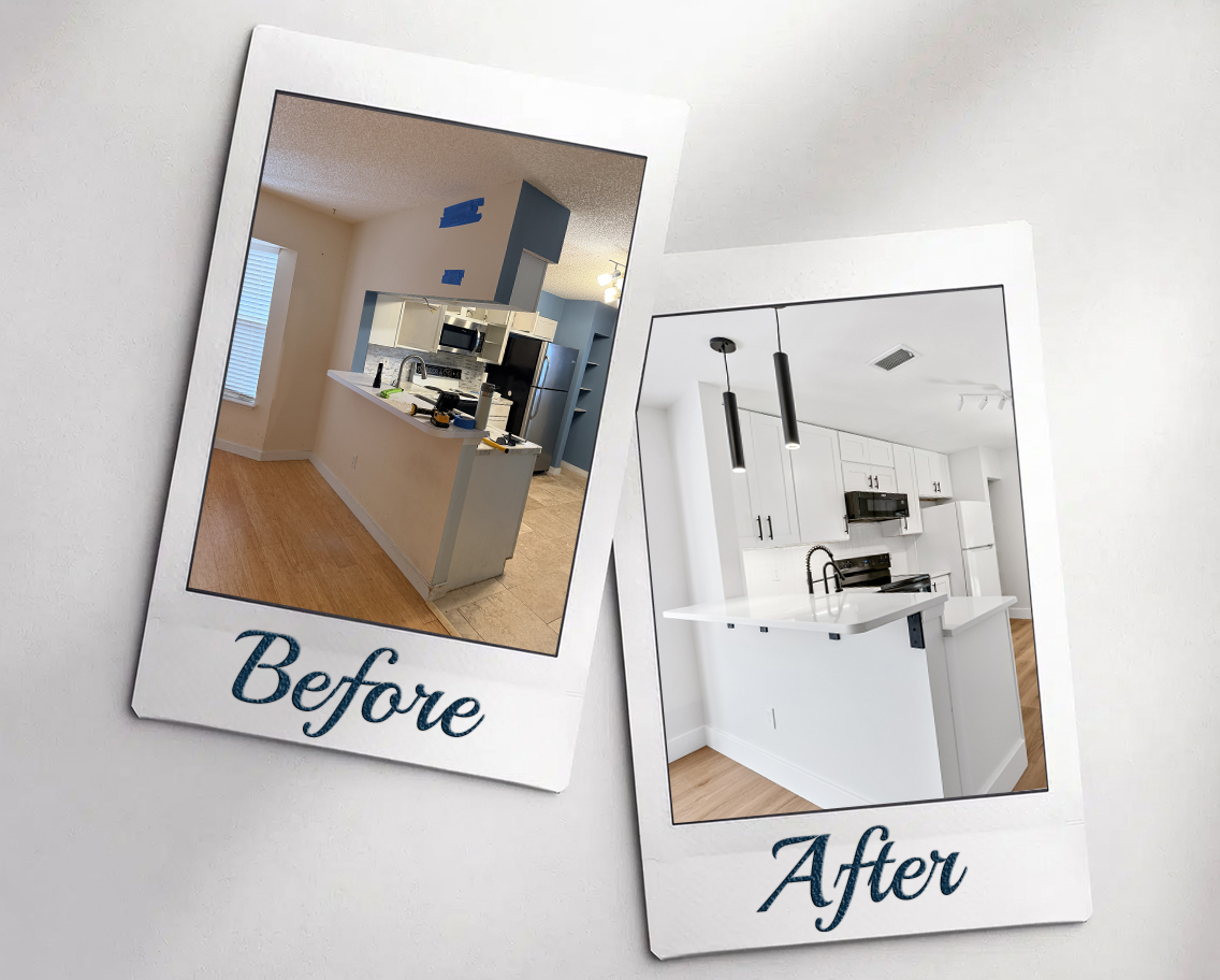 Full kitchen remodeling before and after